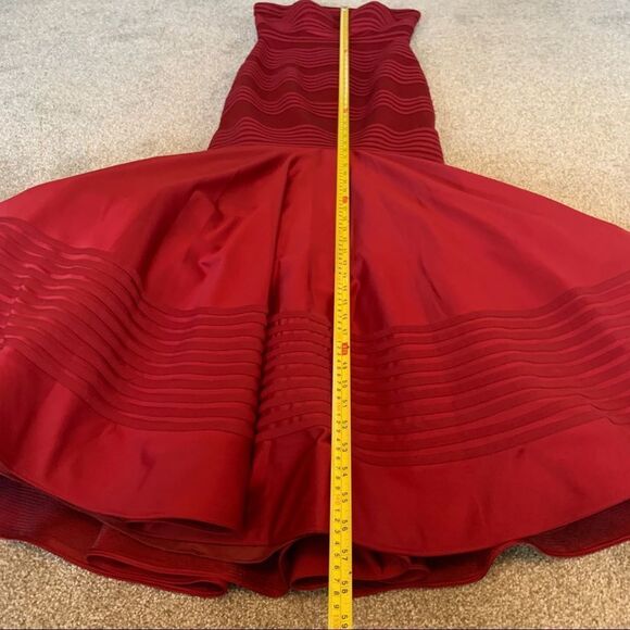Evenings By Mon Cheri red mermaid strapless evening prom grad bridesmaid gown🔥 - Picture 14 of 16